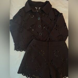 Laser-Cut Two-Piece Set in Dark Brown